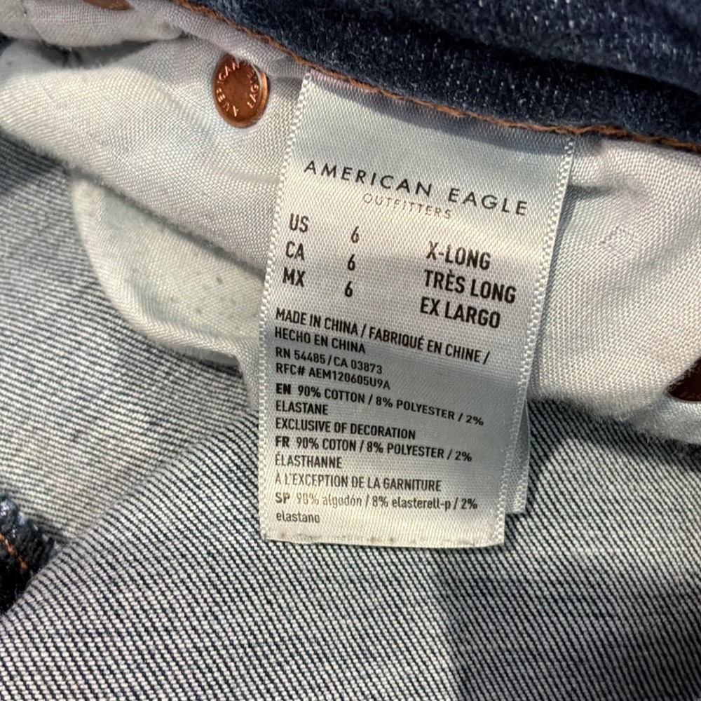 American Eagle Ne(x)t Level Stretch High Rise Skinny Distressed Jeans 6 X-Long - Picture 7 of 8